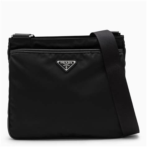 prada black leather messenger bag|Prada re nylon Messenger bag.